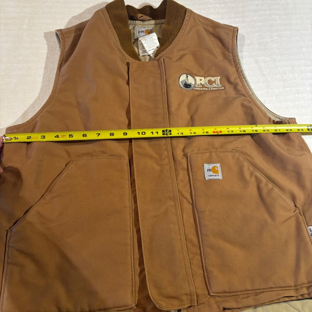 Carhartt FR Flame Resistant Duck Vest Brown Quilted Lining FRV036 BRN Large Reg - Picture 10 of 12